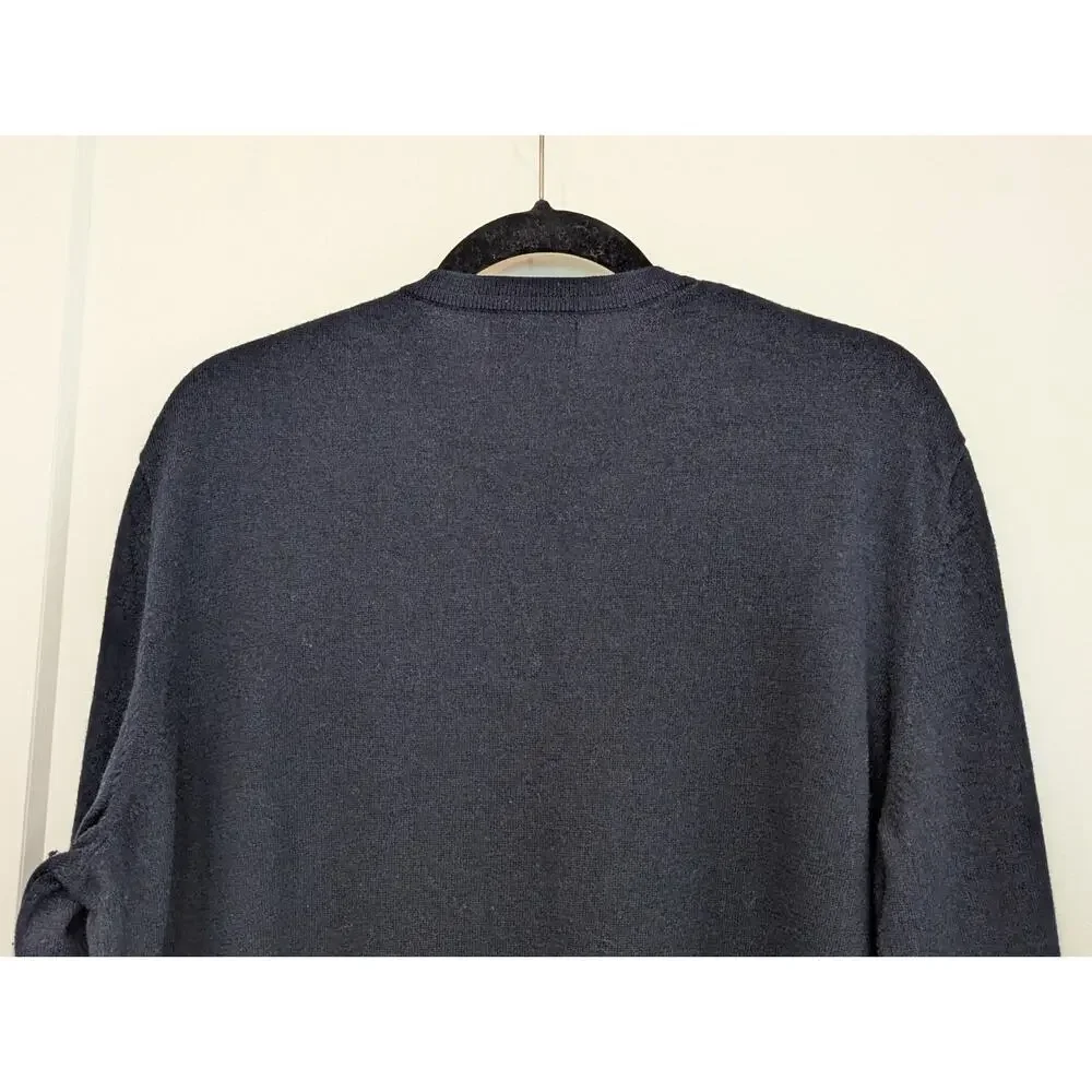 Banana Republic Men's 2XL Navy Blue Merino Wool V-Neck Sweater Pullover EUC